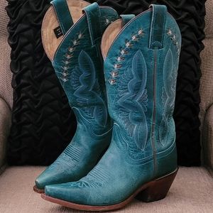 JUSTIN WOMEN'S TEAL COWGIRL WESTERN BOOTS